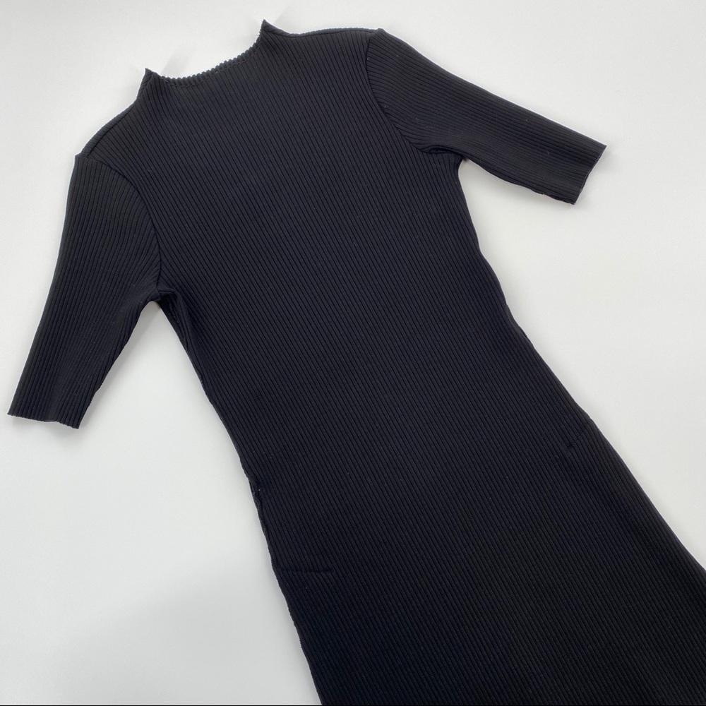 Seed Heritage Black Ribbed Knit Dress size Small
